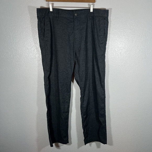Prana Furrow‎ Pants Mens 40x29.5 Gray Blue Hemp Blend Lightweight Straight Leg - Picture 2 of 8